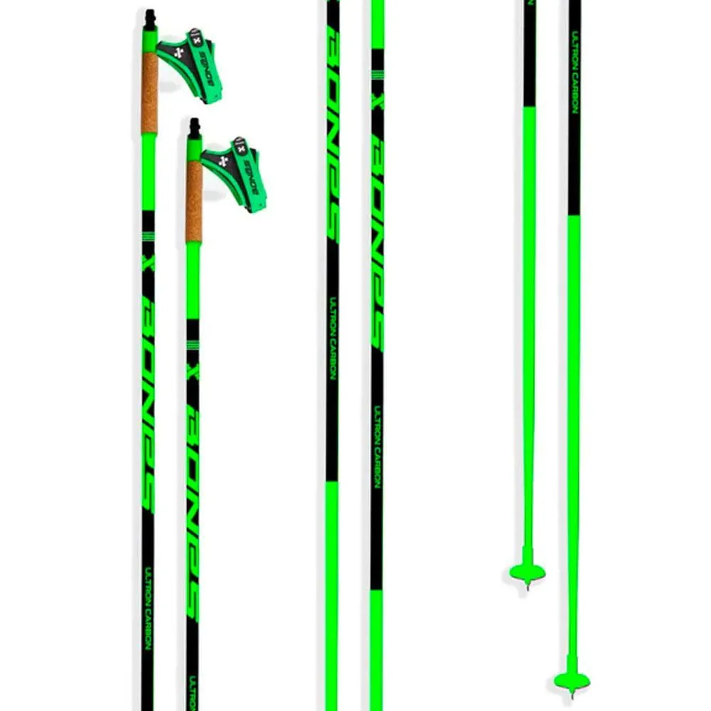 Палки лыжные BONES Ultron Carbon (160, Зеленый fluo)