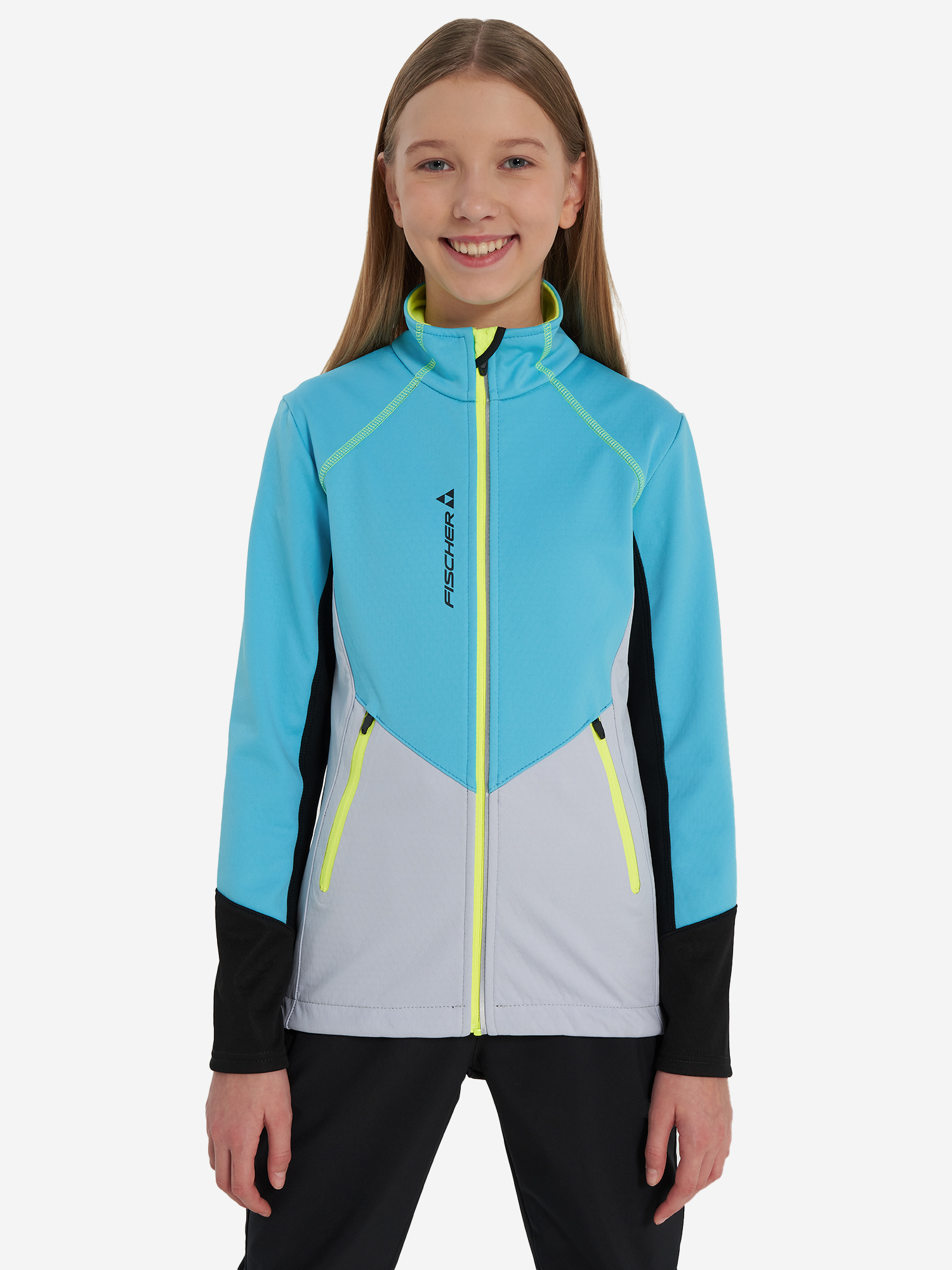 Куртка FISCHER Softshell Warm детск. (158, 409 Бирюзовый/серый)