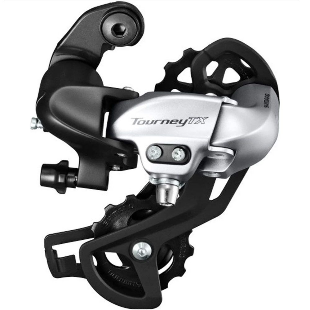 Переключатель задний Shimano TX800, 7/8ск., крепление на петух, цв. серебр.