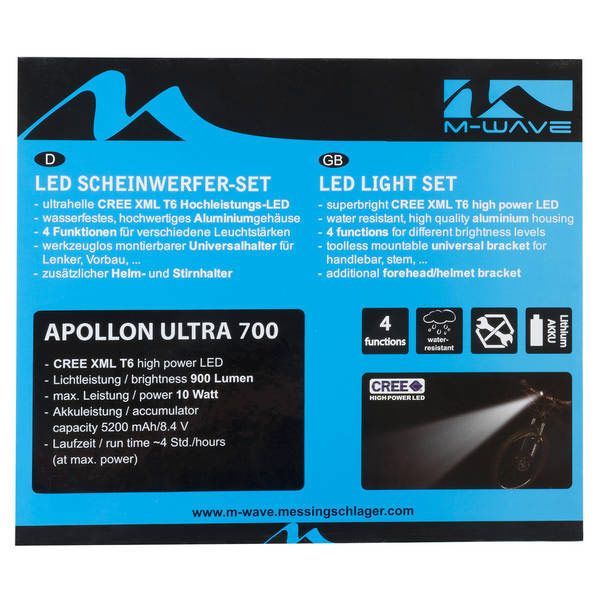 Фара M-Wave Apollon Ultra 700 люмен., аккум.
