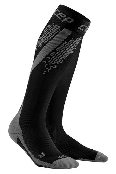 Компрессионные гольфы CEP для бега, со светоотражателями,женские C12NW (III, 5 Черный)