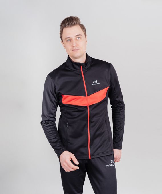 Куртка разминочная Nordski Base (2XL, 910 Черный/красный)