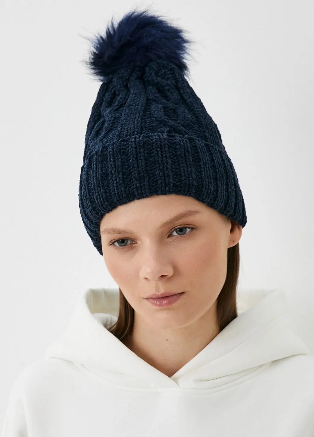 Шапка GTS POM  с помпоном (40 Темно-синий)