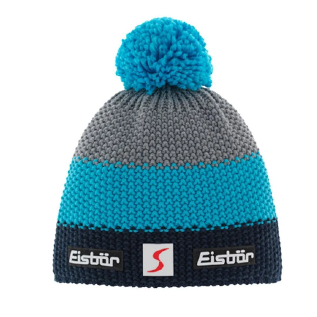 Шапка Eisbaer Star Pompon MÜ SP kids (792 Синий/бирюза/серый)